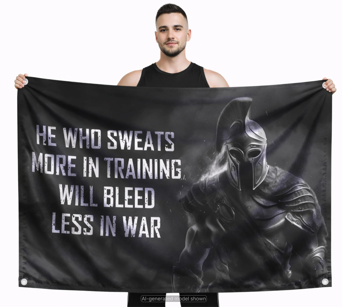 3x5 ft Sweat More in Training, Bleed Less in War Flag – Motivational Gym Banner
