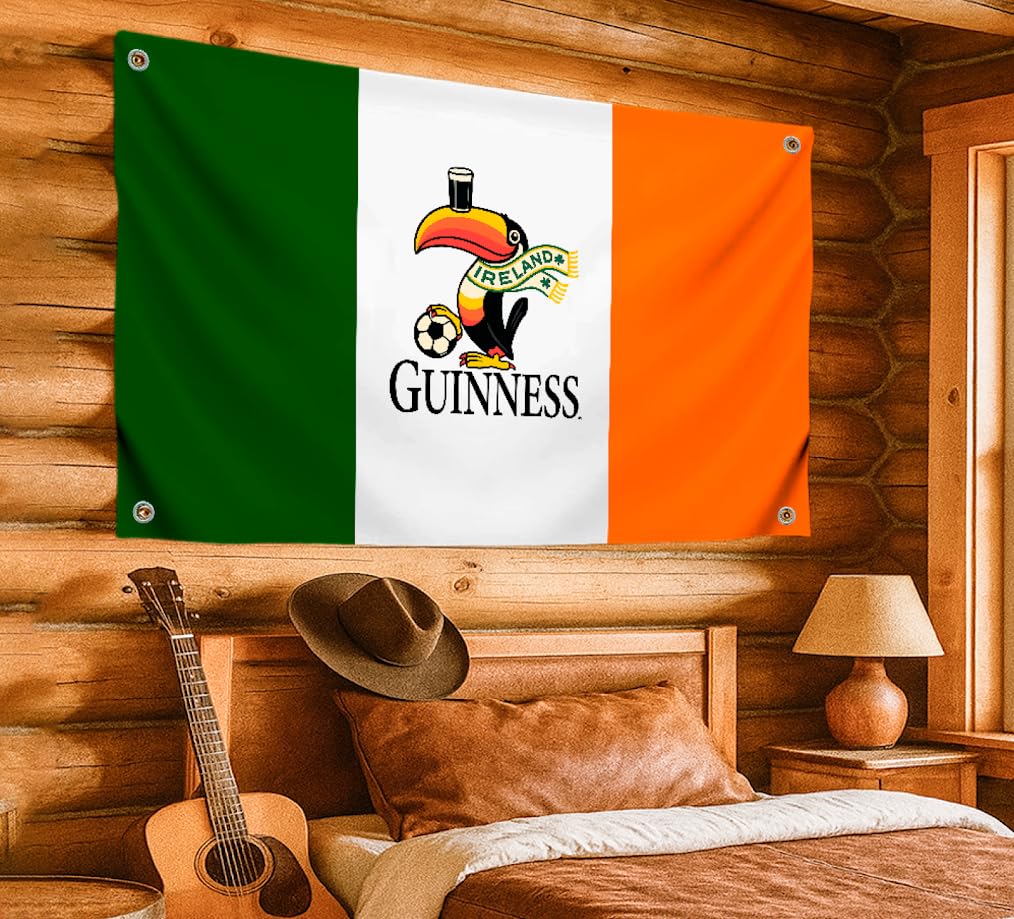 3x5 Ft Parrot Polyester Flag with Quote "Guinness" with 4 Brass Grommets - Ireland Garden Yard Porch Patio Banner for Decor - Parrot Single Sided Flag