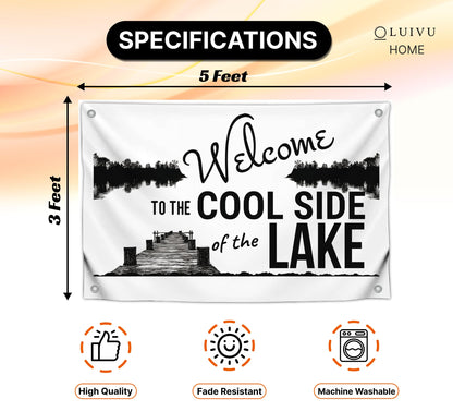 3x5 Feet Welcome to The Lake Polyester Flag with 4 Brass Grommets - Decorations House or Home Wall Flags for Indoor/Outdoor.Welcome Lake Funny Posters