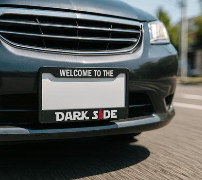 6x12.25 Inch Car License Plate Frame Welcome to The Darkside - Black with Red Combo License Plate Frame with 2 Holes and Screws