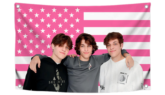3x5 Feet Triplets American Single Sided Flag with 4 Brass Grommets - Funny Tapestry Pink Banners for Gifts - Bedroom College Dorm Concert Bar Musical