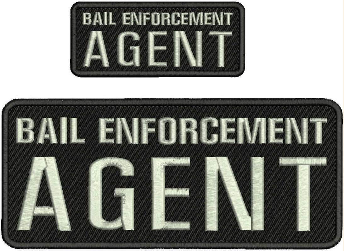 Luivu Quality Embroidery Patch 4x10 & 2x5 Hook On Back Blk/Silver - Bail Enforcement Agent