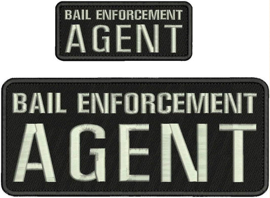 Luivu Quality Embroidery Patch 4x10 & 2x5 Hook On Back Blk/Silver - Bail Enforcement Agent