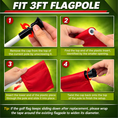Set of 4 Single Sided 8x6 Inches Solid Golf Polyester Flag - Mini Putting Green Flags for Backyard Practice in 420D Nylon - Small Banner Solids