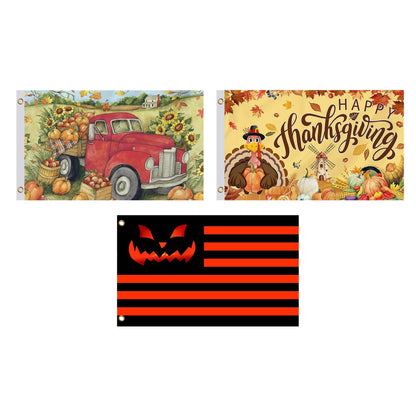 Set 12X Seasonal Flags 3x5 Feet. Spring Summer Fall Winter Halloween Christmas Polyester/Nylon Flag with 2 Grommets.Single Sided Flags for All Seasons
