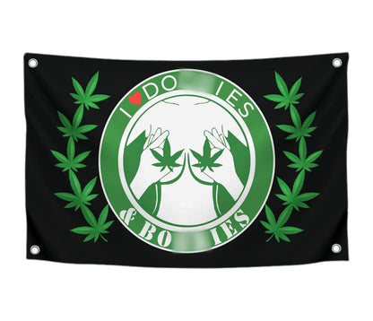 3x5 Feet I Love Doobiess And Boobies Single Sided Flag with 4 Grommets - Cool Funny Flags For Room Guys - Funny Polyester Tapestry Cool Wall Flags