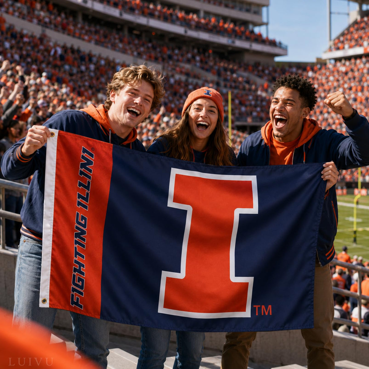 3x5 ft University of Illinois Block "I" Flag – Fighting Illini Banner