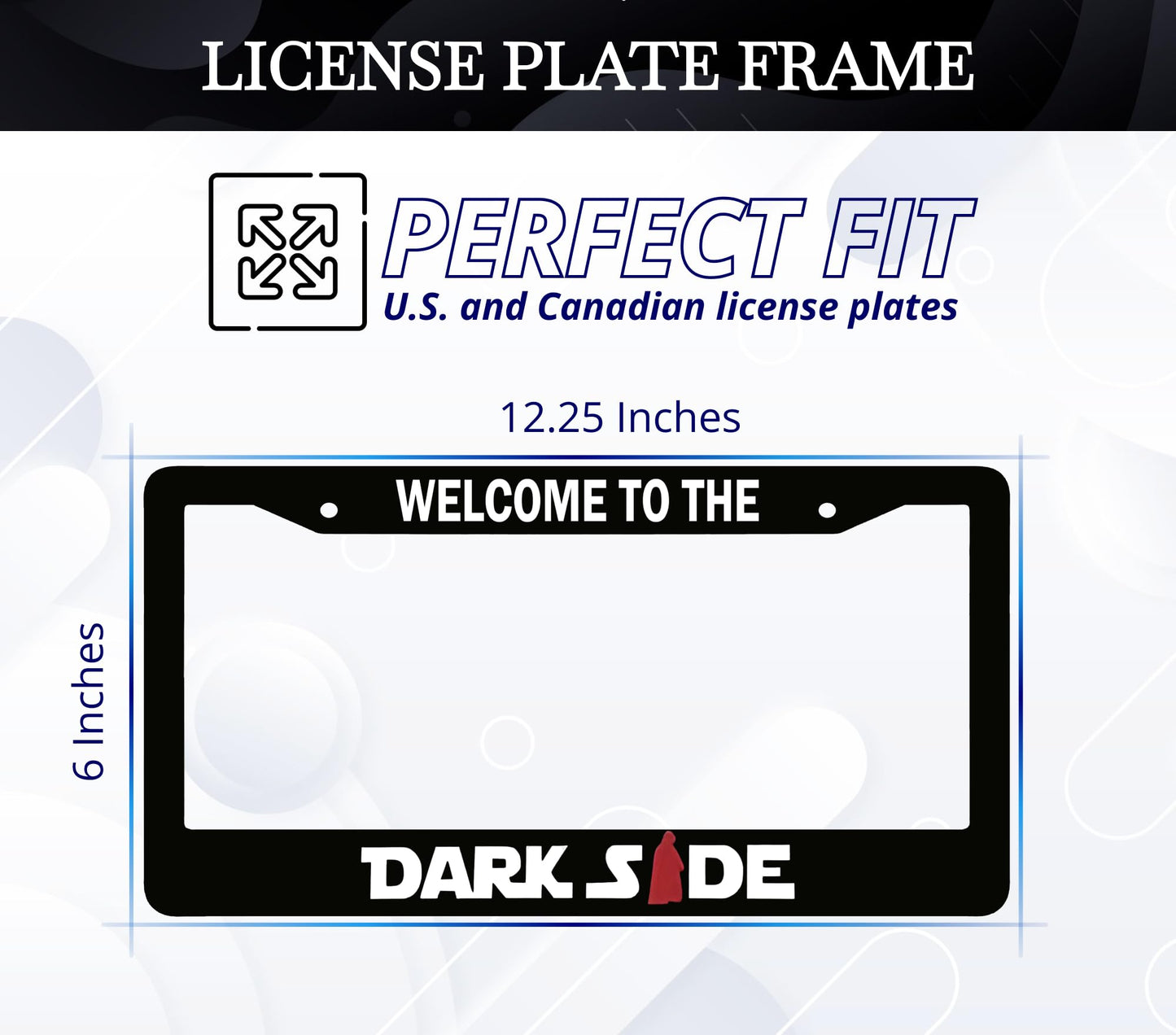 6x12.25 Inch Car License Plate Frame Welcome to The Darkside - Black with Red Combo License Plate Frame with 2 Holes and Screws