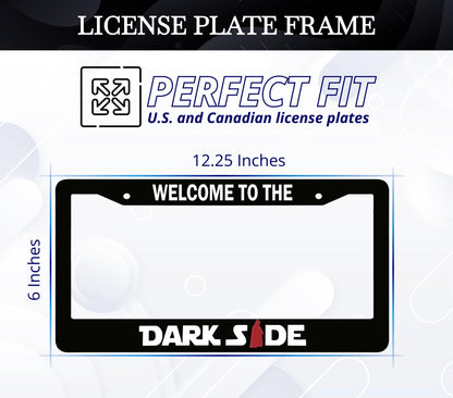 6x12.25 Inch Car License Plate Frame Welcome to The Darkside - Black with Red Combo License Plate Frame with 2 Holes and Screws