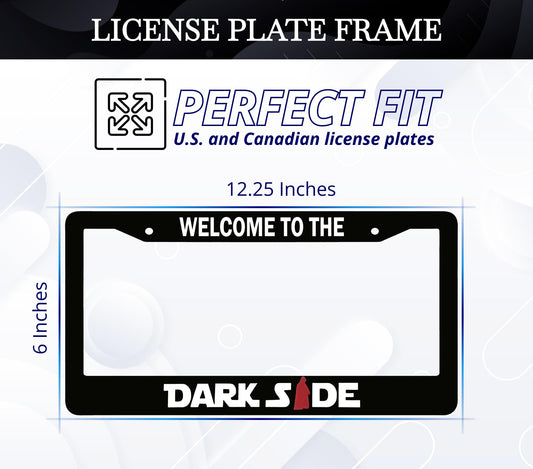 6x12.25 Inch Car License Plate Frame Welcome to The Darkside - Black with Red Combo License Plate Frame with 2 Holes and Screws