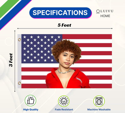 3x5 Ft Ice Rapper Spice Polyester Flag with 2 Grommets - Fun Tapestry Cool Wall Single Sided Flags for Decor College Dorm Room Guys
