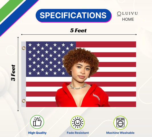 3x5 Ft Ice Rapper Spice Polyester Flag with 2 Grommets - Fun Tapestry Cool Wall Single Sided Flags for Decor College Dorm Room Guys