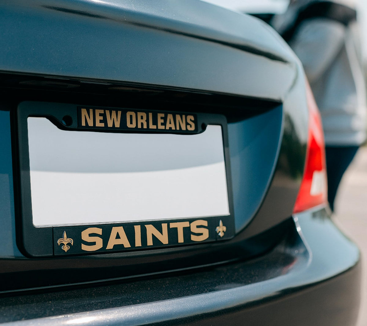 6x12.25 in New Orleans Saints License Plate Frame – Stainless Steel