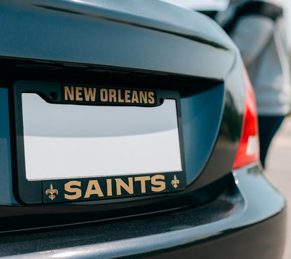 6x12.25 in New Orleans Saints License Plate Frame – Stainless Steel