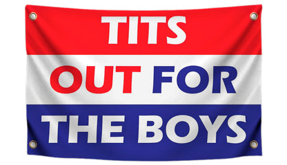 3x5 Feet Tits Tots Out for the Boys Flag with 4 Brass Grommets - Cool Single Sided Flags for College Dorm Room Guys Man Cave Frat Bedroom
