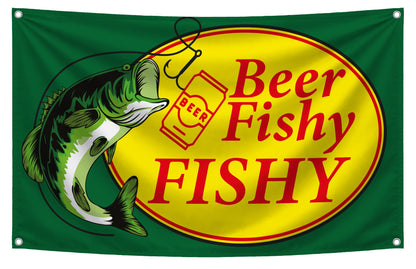 3x5 ft Beer Fishy Fishy Flag – Funny Fishing & Man Cave Banner