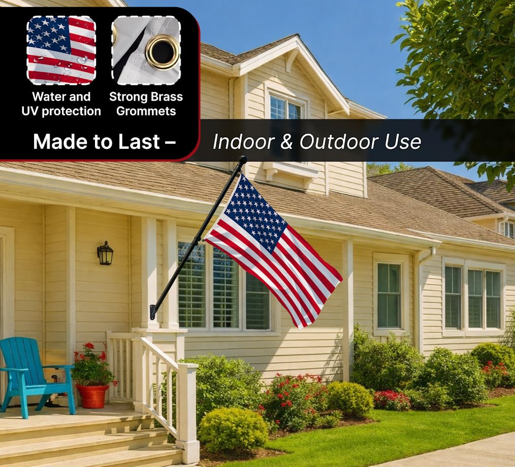 3x5 Feet USA American Nylon Flag with Two Brass Grommets - Americane Flags or Banners for Outdoor or Indoor - Events Celebration Decorations Supplies