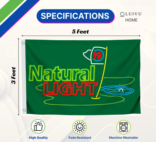 3x5 Ft Flag for Beer 19th Hole Cool Flags - Man Cave Wall Single Sided Flag with 2 Grommets for Dorm Room Decor - Natural Light Banner - Outdoor House