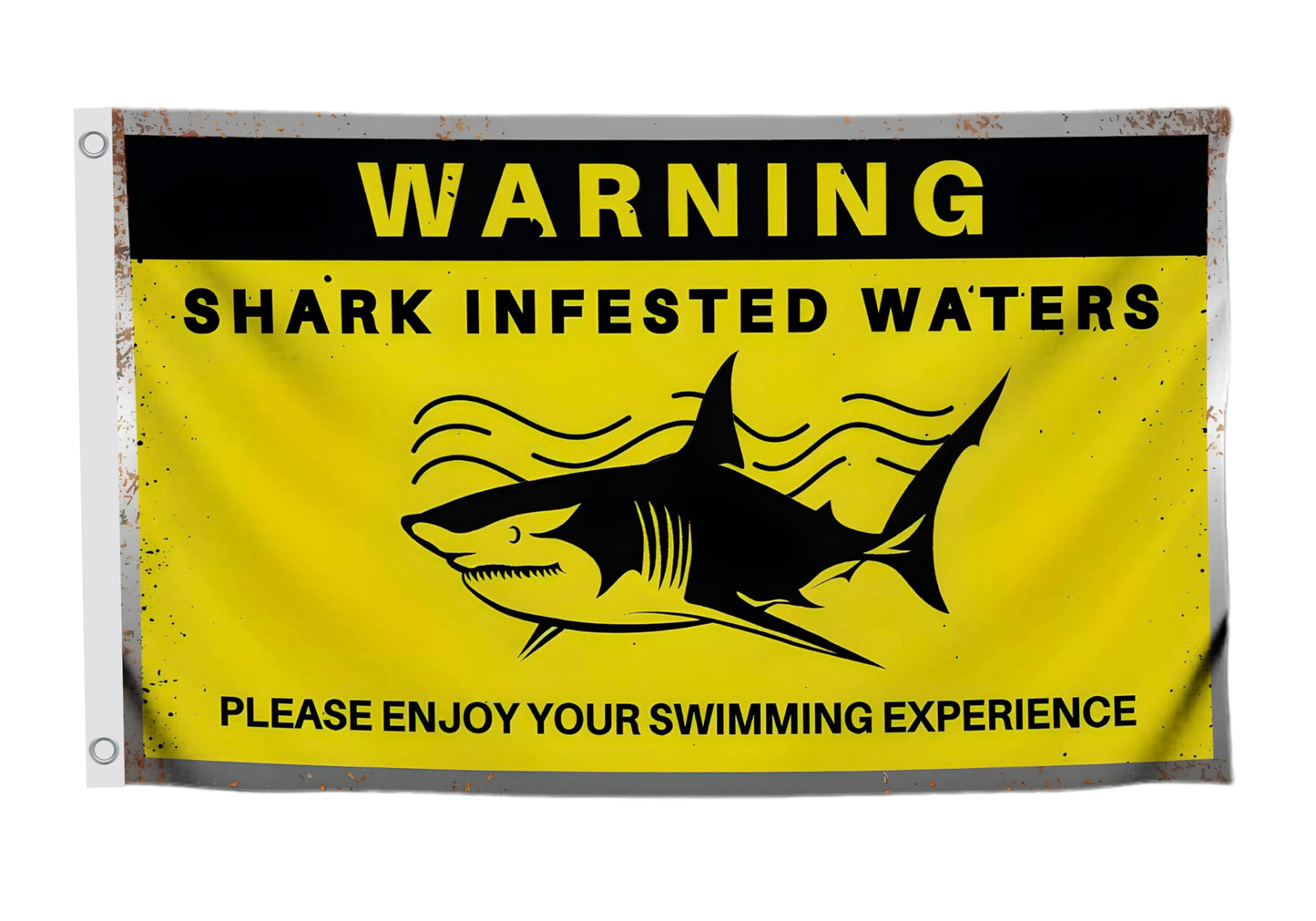 3x5 Ft Warning Shark Infested Waters Polyester Flags with 2 Grommets - Funny Banners Please Engoy Your Swimming Experience - Fun Single Sided Flag