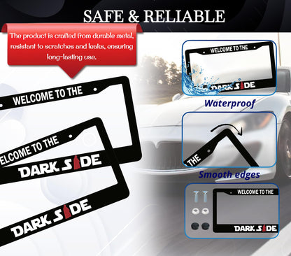 6x12.25 Inch Car License Plate Frame Welcome to The Darkside - Black with Red Combo License Plate Frame with 2 Holes and Screws