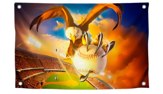 3x5 Ft Eagle Catching Baseball Polyester Flags with 4 Grommets - Polyester Sport Bat Ball League Yard Outdoor or Indoor Single Sided Flag