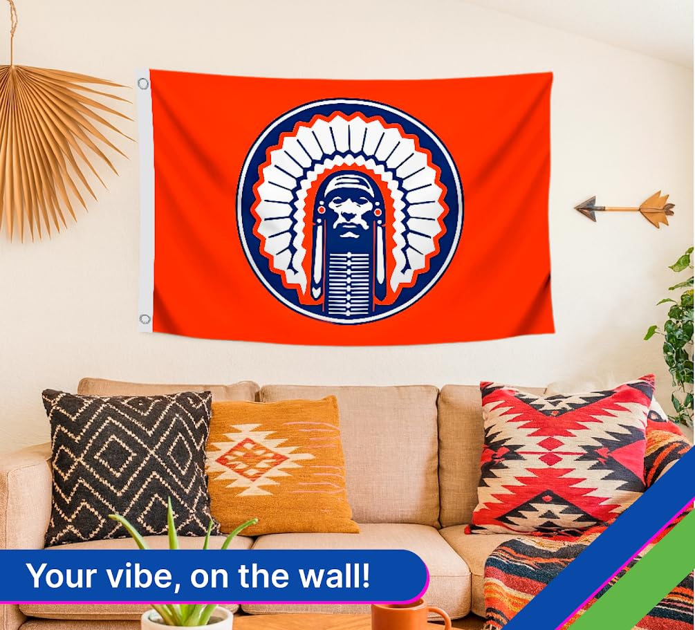 3x5 Feet Fighting Chief Versatile Flag with Four Brass Grommets - Single Sided Decorative Red Flags for Home Gym Decor - Polyester Themed Posters