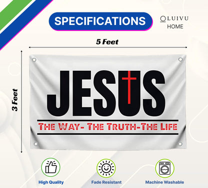 3x5 Ft The Way Truth Life Polyester Flag with 4 Brass Grommets - Decorations Patriotic Flag Banner - Single Sided Bedroom Wall Decoration
