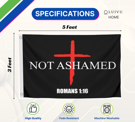 3x5 Ft Not Ashamed Romans Flag with 2 Brass Grommets - Bedrooms Wall Decor. Funny College Dorm Polyester Flags for Girls. Cool Girl Single Sided Flags