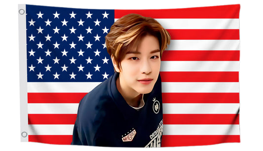 3x5 Ft Sungmin American Polyester Flag with Two Brass Grommets - Tapestry Banner for Indoor Wall Hanging or Bedroom Living - Seung Min Banners