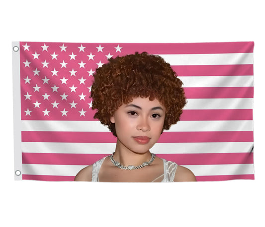 3x5 Ft Ice Rapper Spice Polyester Flag with 2 Grommets - Pink Icespice Poster Single Sided Flag Tapestry for Bedroom or Living Room Vivid Color