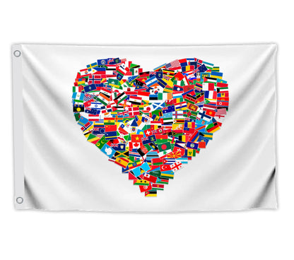 3x5 Feet World Single Sided Flags with 2 Grommets - Peace Love Heart International Global World Country Outdoor Garden Flag - Home Decor Standing