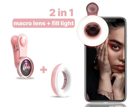 Portable Phone Camera Lens Accessories for Macro Shooting - Wide Angle Pink Macro Lens for iPhone - Camera Attachment for Cell Phone for Girls