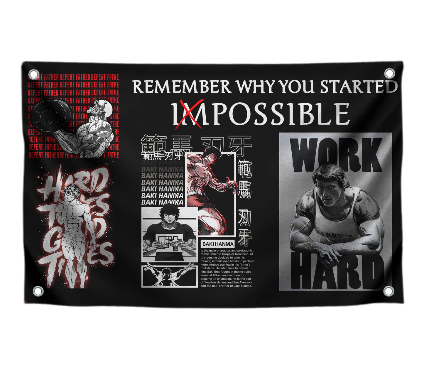 3x5 Feet Motivational Gym Polyester Flag "Remember Why You Started" with Four Brass Grommets - Schwarzenegger Banner for Gym.Work Hard Wall Decoration