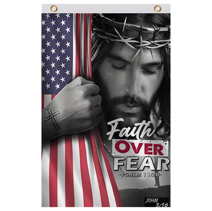 3x5 Feet Faith Over Fear Polyester Flag with 2 Brass Grommets - American Single Sided Flags for Outside or Inside - Decorations Flag Banner