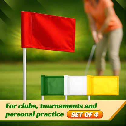 Set of 4 Single Sided 8x6 Inches Solid Golf Polyester Flag - Mini Putting Green Flags for Backyard Practice in 420D Nylon - Small Banner Solids