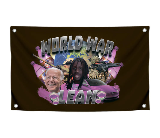 3x5 Feet World War Lean Polyester Flag with 4 Brass Grommets - Banners Funny Man Cave Wall Meme Flag for College Dorm