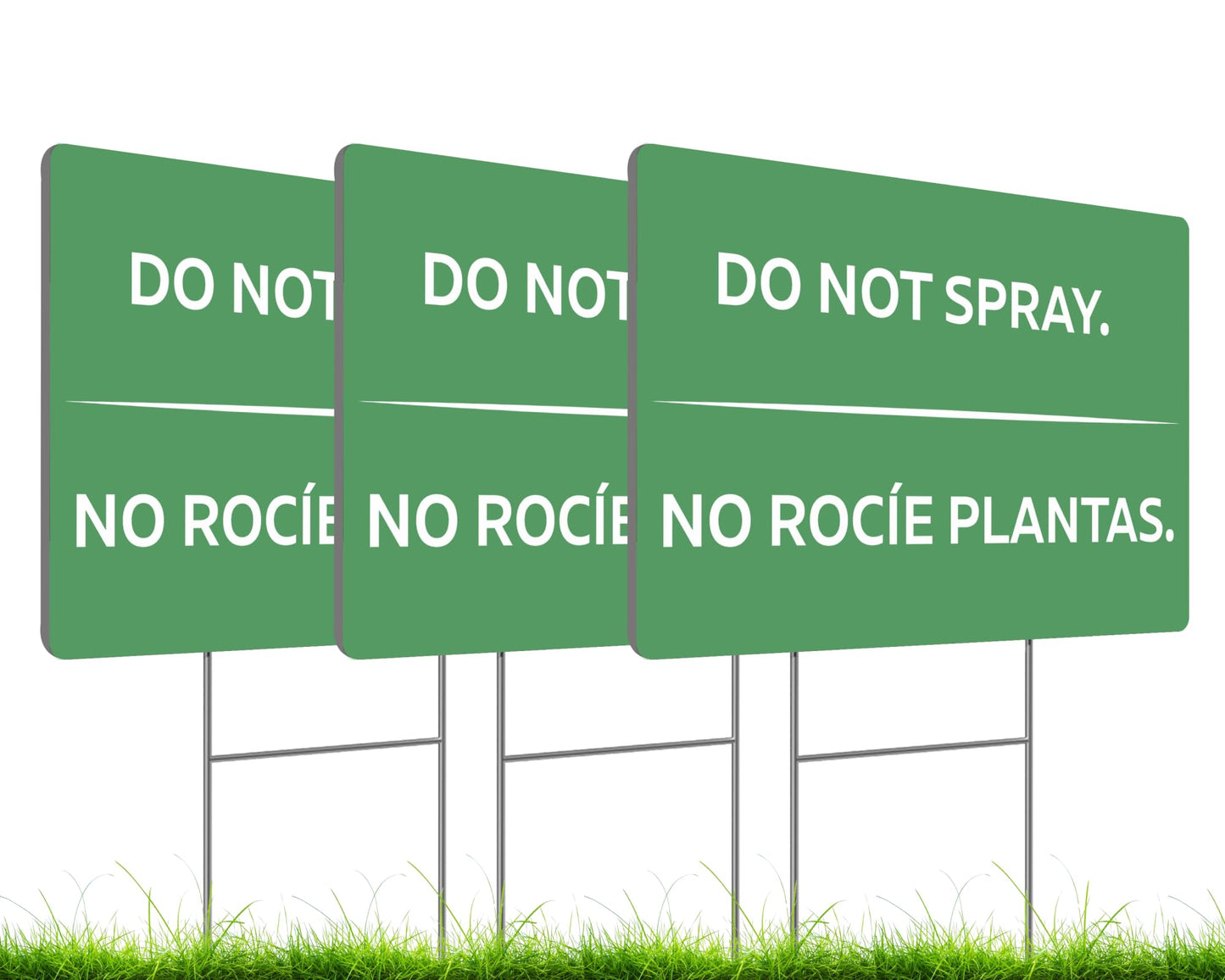 3 Pack 12x8 Inches Green Do Not Spray Plastic Sign with H-Metal Stakes - Please Stay Off My Grass Yard Sign - Neighborhood Street Caution Yard Signs