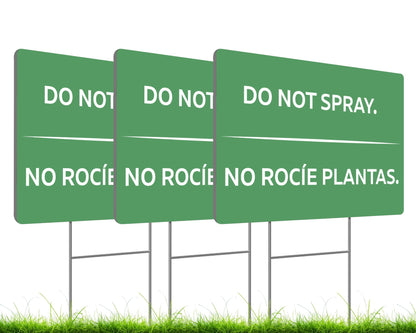 3 Pack 12x8 Inches Green Do Not Spray Plastic Sign with H-Metal Stakes - Please Stay Off My Grass Yard Sign - Neighborhood Street Caution Yard Signs