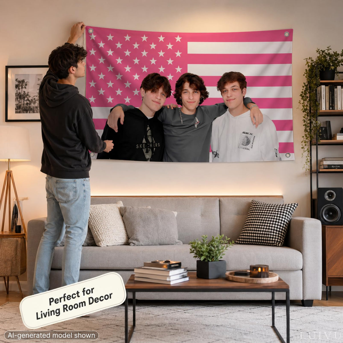 3x5 ft American Triplets Funny Flag – Pink Dorm & Bar Banner