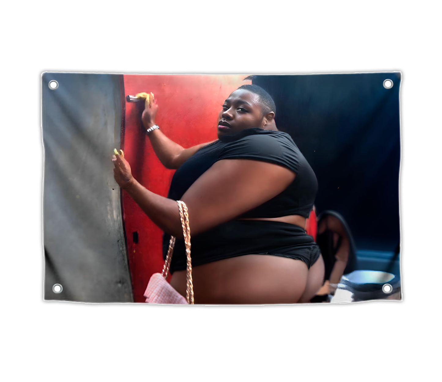 3x5 Feet Funny Black Man in Tight Underwear with Four Brass Grommets - Tapestry Funny Polyester Flag for College Party Indoor and Outdoor Decoration