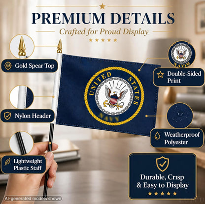 4x6 in US Military Service Desk Flags, Pack of 12 – Mini Stick Flags