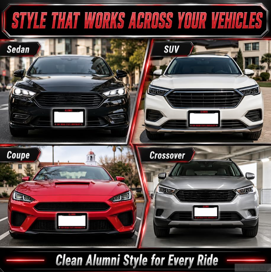 6x12.25 in San Diego State University Alumni License Plate Frame – Stainless Steel