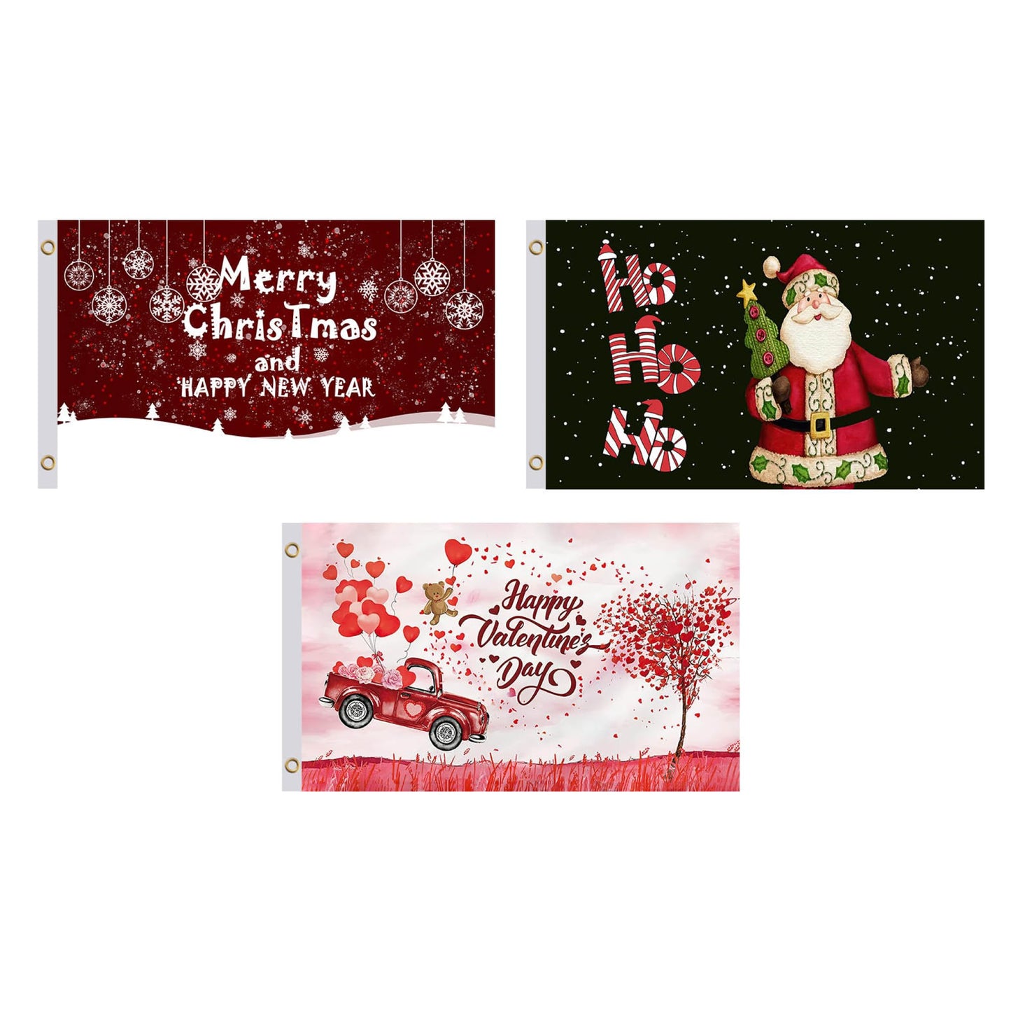 Set 12X Seasonal Flags 3x5 Feet. Spring Summer Fall Winter Halloween Christmas Polyester/Nylon Flag with 2 Grommets.Single Sided Flags for All Seasons