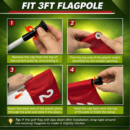 Set of 3 Double Sided 8x6 Inches Numbered Golf Polyester Flag - Mini Practice Putting Green Flags for Yard in 420D Nylon - Small Banner Numbered