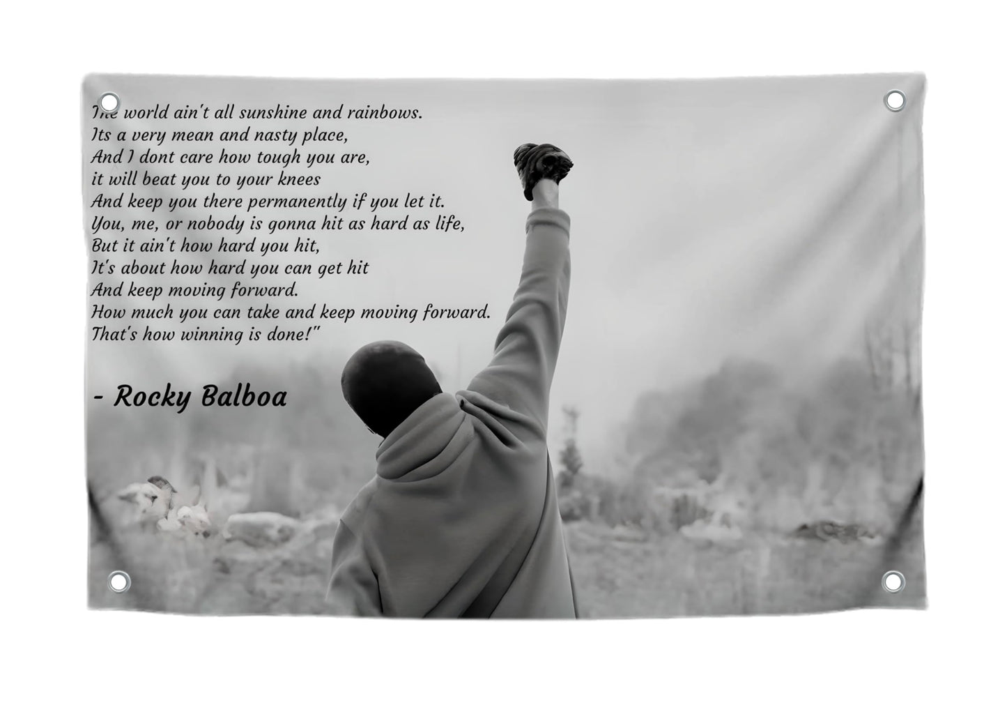 3x5 Ft Rocky Motivational Inspirational Single Sided Polyester Flag with Four Brass Grommets - Wall Hanging Tapestry Bodybuilding