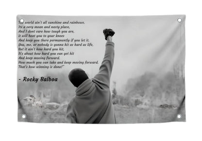 3x5 Ft Rocky Motivational Inspirational Single Sided Polyester Flag with Four Brass Grommets - Wall Hanging Tapestry Bodybuilding