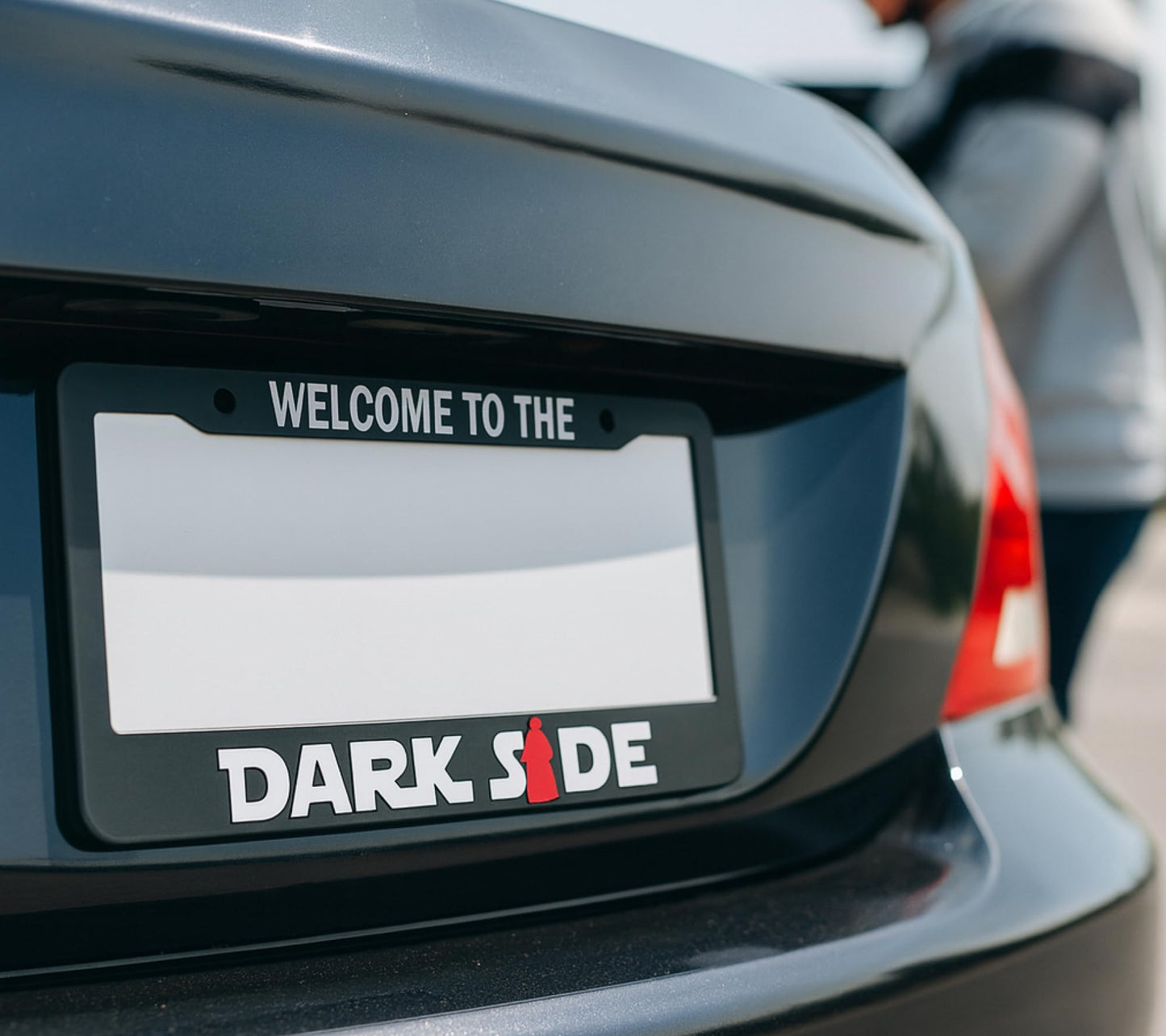 6x12.25 Inch Car License Plate Frame Welcome to The Darkside - Black with Red Combo License Plate Frame with 2 Holes and Screws