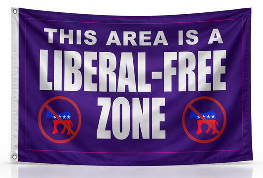 3x5 ft Liberal Free Zone Flag – Funny Political Wall Banner, Polyester Flag for Garage, Man Cave, Dorm Room and Outdoor Decor