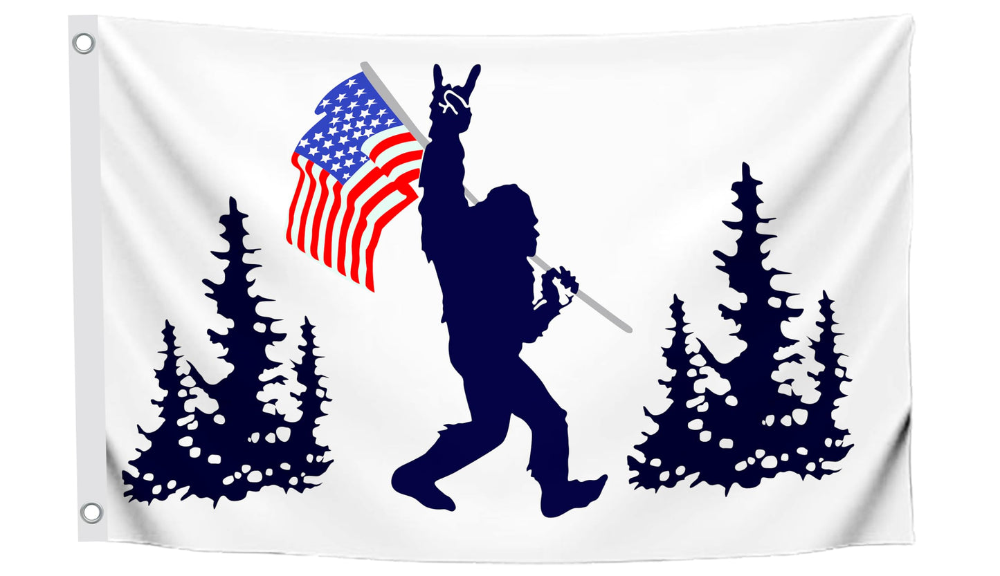 3x5 Feet Funny American Single Sided Flags Polyester with 2 Brass Grommets - Blue Bigfoot Outdoor American Flag - USA Decoration Holiday Flags
