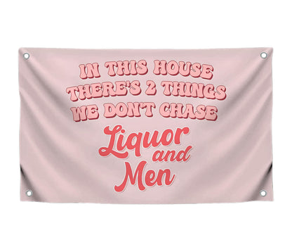 3x5 FT Liquor and Men Flag with 4 Brass Grommets - Meme Tapestries Funny Single Sided Flag Banners for Room Teen - Funny Tapestry for Bedroom